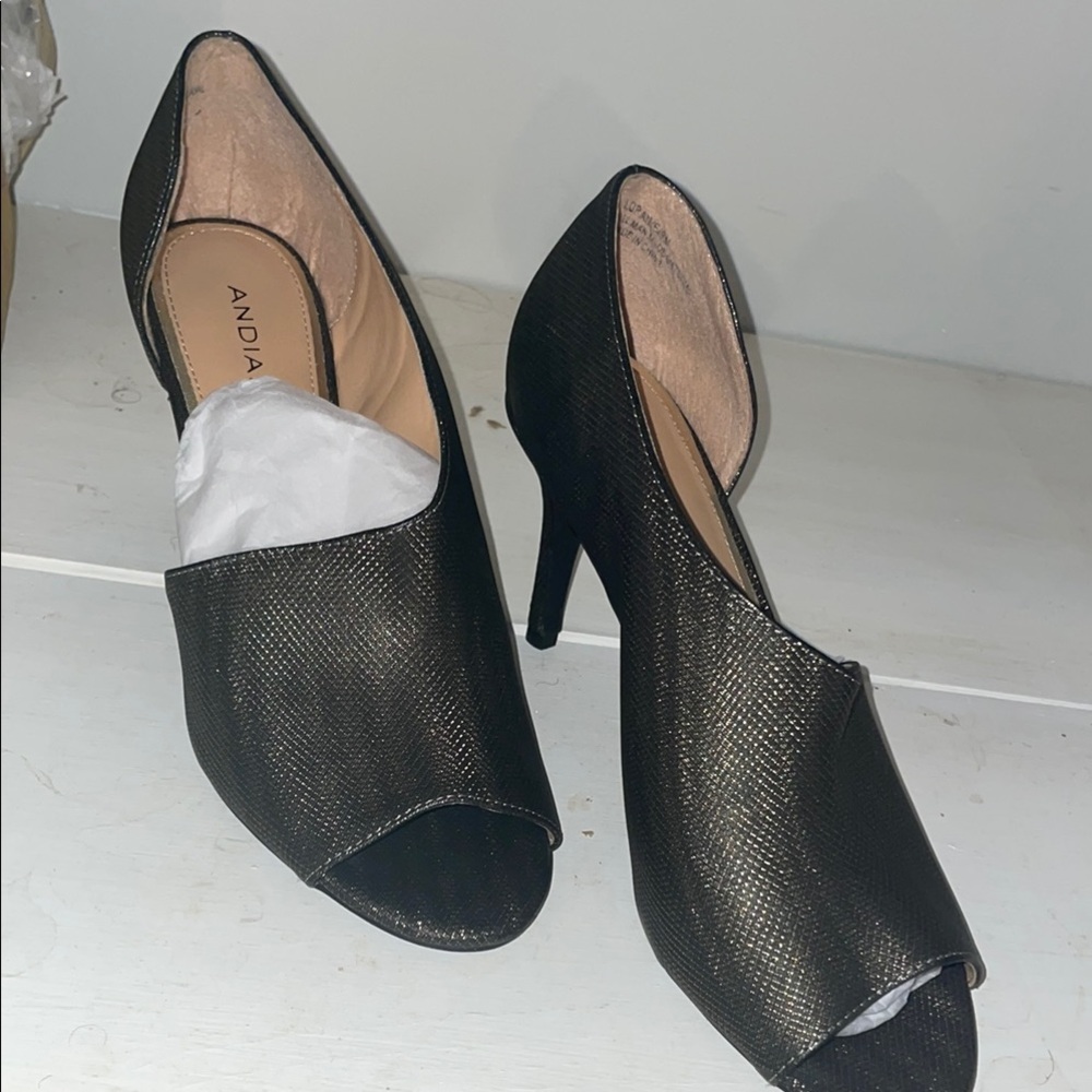 Black Peep-Toe Heels